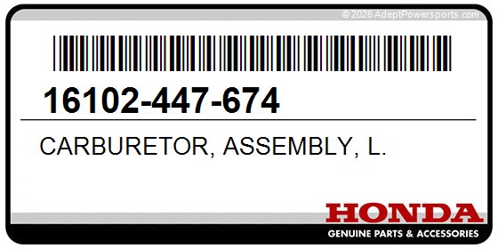 Honda 16102-447-674 Carburetor, Assembly, L.