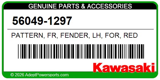 Kawasaki 56049-1297 Pattern, Fr, Fender, Lh, For, Red