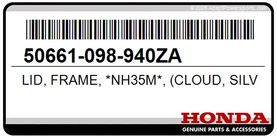 Honda 50661-098-940ZA Lid, Frame, *Nh35m*, (Cloud, Silver, Metallic)