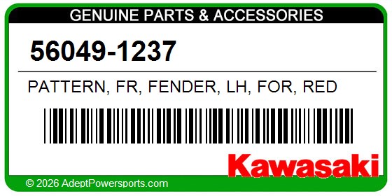 Kawasaki 56049-1237 Pattern, Fr, Fender, Lh, For, Red