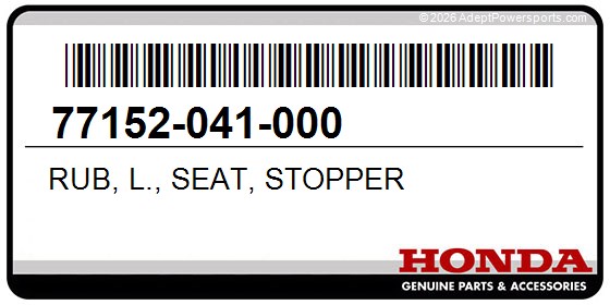 Honda 77152-041-000 Rub, L., Seat, Stopper