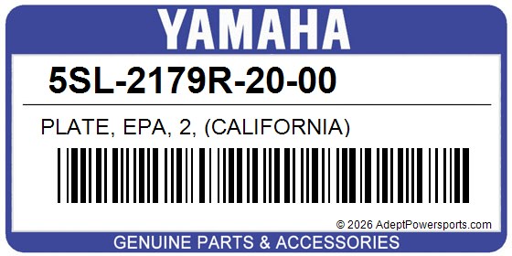 Yamaha 5SL-2179R-20-00 Plate, Epa, 2, (California)