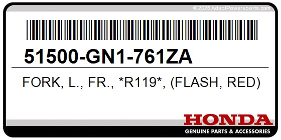 Honda 51500-GN1-761ZA Fork, L., Fr., *R119*, (Flash, Red)