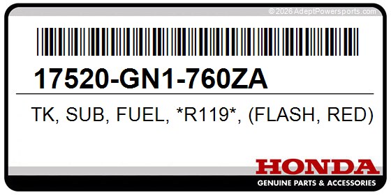 Honda 17520-GN1-760ZA Tk, Sub, Fuel, *R119*, (Flash, Red)