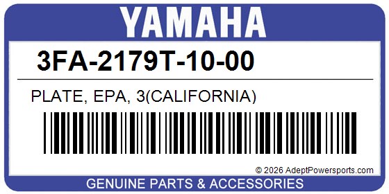 Yamaha 3FA-2179T-10-00 Plate, Epa, 3(California)
