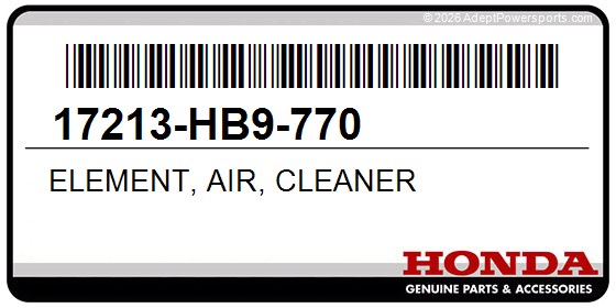 Honda 17213-HB9-770 Element, Air, Cleaner