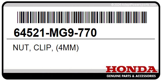 Honda 64521-MG9-770 Nut, Clip, (4Mm)