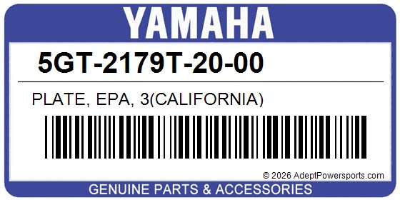 Yamaha 5GT-2179T-20-00 Plate, Epa, 3(California)