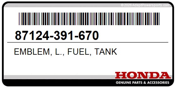 Honda 87124-391-670 Emblem, L., Fuel, Tank