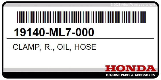 Honda 19140-ML7-000 Clamp, R., Oil, Hose