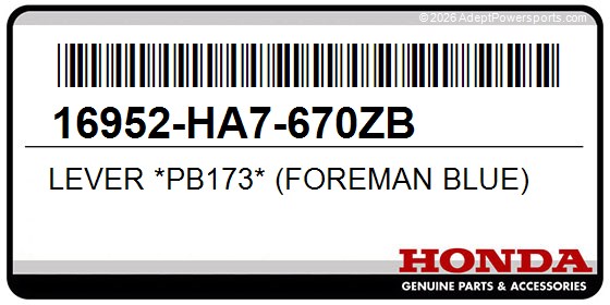 Honda 16952-HA7-670ZB Lever *Pb173* (Foreman Blue)