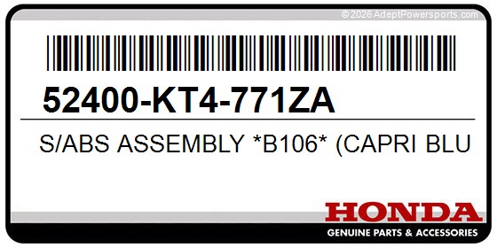 Honda 52400-KT4-771ZA S/Abs Assembly *B106* (Capri Blue)