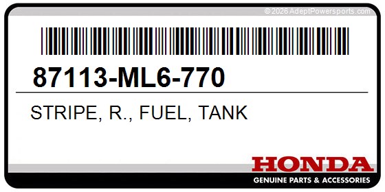 Honda 87113-ML6-770 Stripe, R., Fuel, Tank