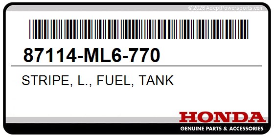 Honda 87114-ML6-770 Stripe, L., Fuel, Tank