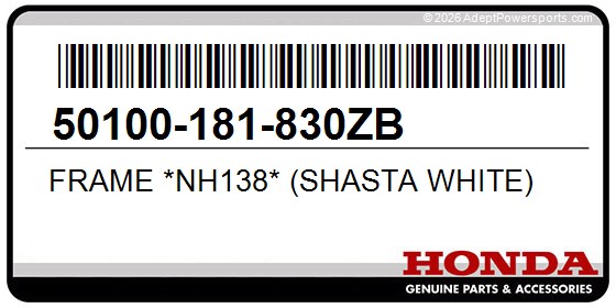 Honda 50100-181-830ZB Frame *Nh138* (Shasta White)