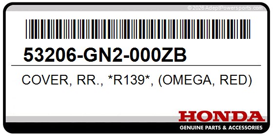 Honda 53206-GN2-000ZB Cover, Rr., *R139*, (Omega, Red)