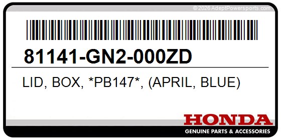 Honda 81141-GN2-000ZD Lid, Box, *Pb147*, (April, Blue)