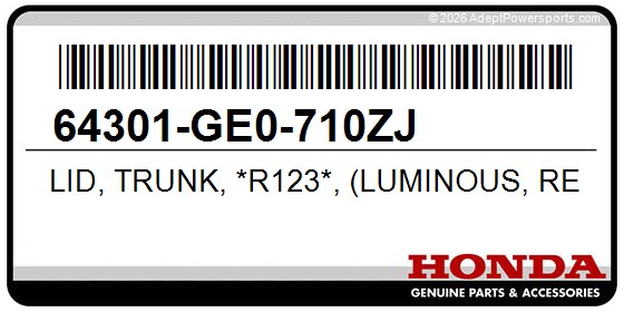 Honda 64301-GE0-710ZJ Lid, Trunk, *R123*, (Luminous, Red)