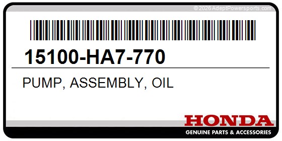 Honda 15100-HA7-770 Pump, Assembly, Oil