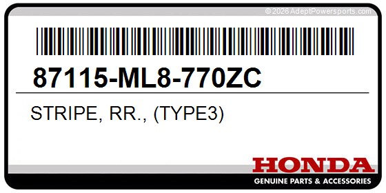 Honda 87115-ML8-770ZC Stripe, Rr., (Type3)