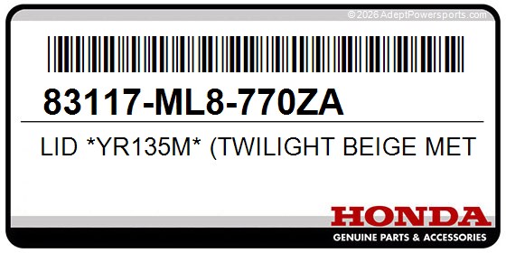 Honda 83117-ML8-770ZA Lid *Yr135m* (Twilight Beige Metallic)