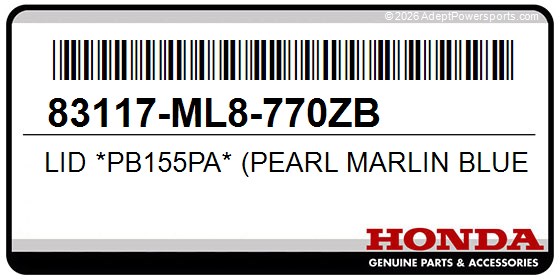 Honda 83117-ML8-770ZB Lid *Pb155pa* (Pearl Marlin Blue)