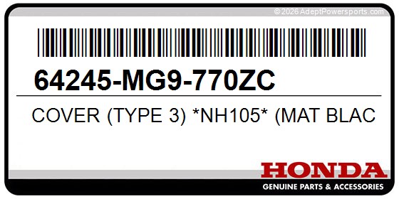 Honda 64245-MG9-770ZC Cover (Type 3) *Nh105* (Mat Black)