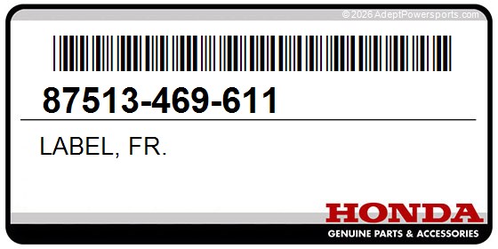 Honda 87513-469-611 Label, Fr.