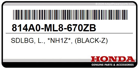 Honda 814A0-ML8-670ZB Sdlbg, L., *Nh1z*, (Black-Z)
