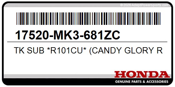Honda 17520-MK3-681ZC Tk Sub *R101cu* (Candy Glory Red-U)