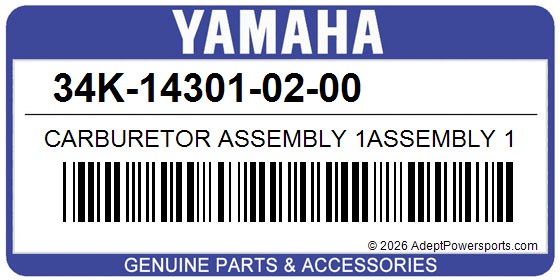 Yamaha 34K-14301-02-00 Carburetor Assembly 1Assembly 1