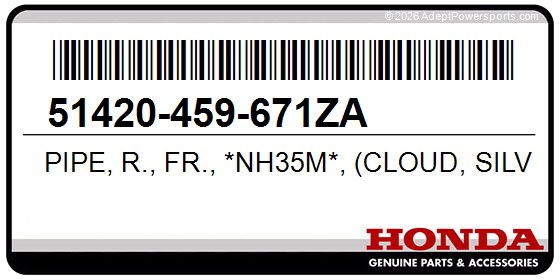 Honda 51420-459-671ZA Pipe, R., Fr., *Nh35m*, (Cloud, Silver, Metallic)