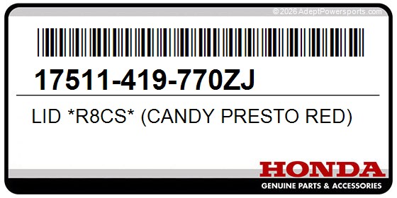 Honda 17511-419-770ZJ Lid *R8cs* (Candy Presto Red)