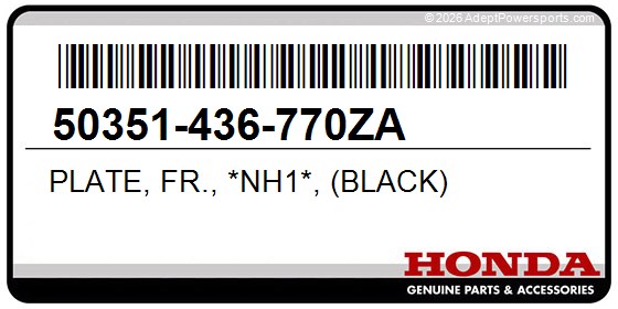 Honda 50351-436-770ZA Plate, Fr., *Nh1*, (Black)