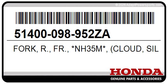 Honda 51400-098-952ZA Fork, R., Fr., *Nh35m*, (Cloud, Silver, Metallic)