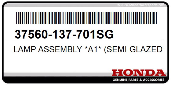 Honda 37560-137-701SG Lamp Assembly *A1* (Semi Glazed Black)