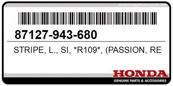 Honda 87127-943-680 Stripe, L., Si, *R109*, (Passion, Red)