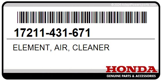 Honda 17211-431-671 Element, Air, Cleaner