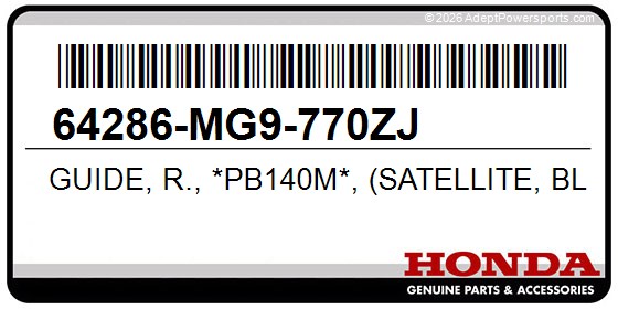 Honda 64286-MG9-770ZJ Guide, R., *Pb140m*, (Satellite, Blue, Metallic)