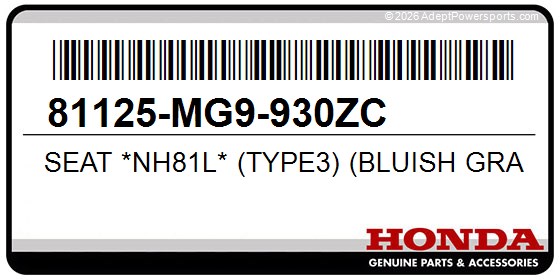 Honda 81125-MG9-930ZC Seat *Nh81l* (Type3) (Bluish Gray)
