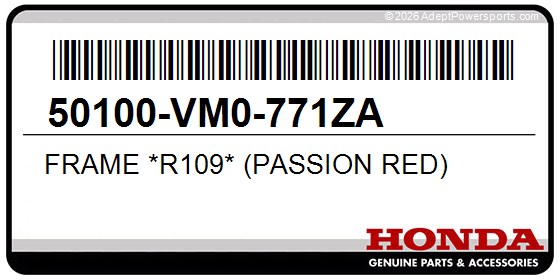 Honda 50100-VM0-771ZA Frame *R109* (Passion Red)
