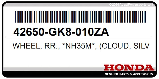 Honda 42650-GK8-010ZA Wheel, Rr., *Nh35m*, (Cloud, Silver, Metallic)