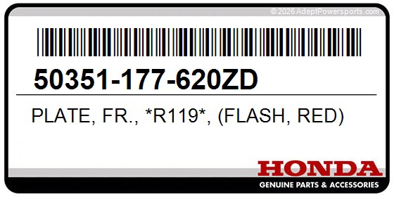 Honda 50351-177-620ZD Plate, Fr., *R119*, (Flash, Red)