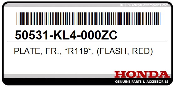 Honda 50531-KL4-000ZC Plate, Fr., *R119*, (Flash, Red)