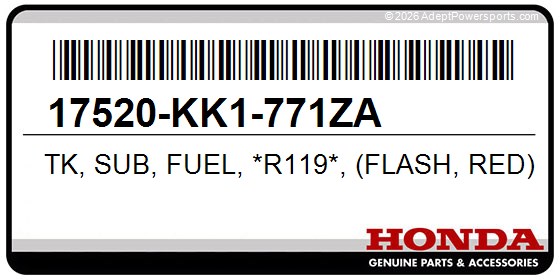Honda 17520-KK1-771ZA Tk, Sub, Fuel, *R119*, (Flash, Red)