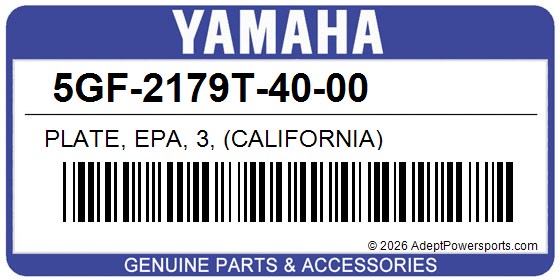 Yamaha 5GF-2179T-40-00 Plate, Epa, 3, (California)