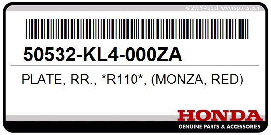 Honda 50532-KL4-000ZA Plate, Rr., *R110*, (Monza, Red)