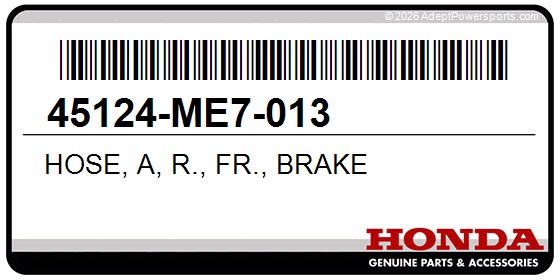 Honda 45124-ME7-013 Hose, A, R., Fr., Brake