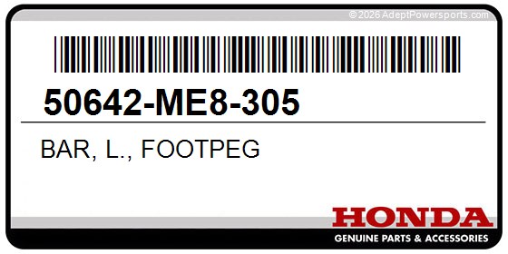 Honda 50642-ME8-305 Bar, L., Footpeg