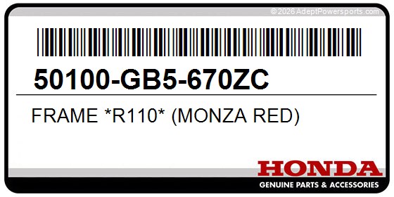 Honda 50100-GB5-670ZC Frame *R110* (Monza Red)